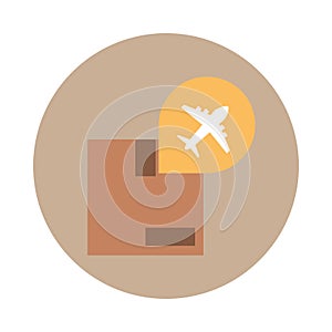Airport plane cargo and delivery transport travel terminal business block and flat style icon
