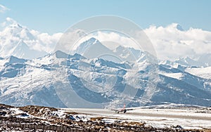 The airport in the plateau snow-capped mountains, Kangding Airport, China(Translation: Sichuan Airlines