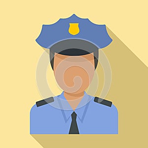 Airport police officer icon, flat style