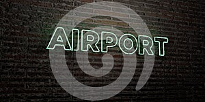 AIRPORT -Realistic Neon Sign on Brick Wall background - 3D rendered royalty free stock image