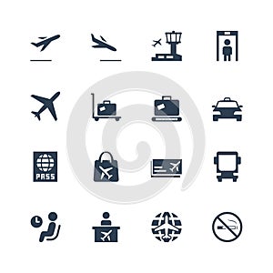 Airport related icon set