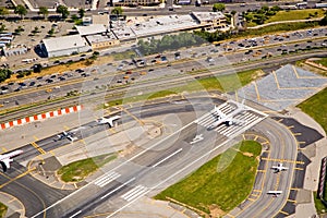 Airport runway airplanes