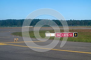 Airport Runway Signs at Riga International Airport RIX