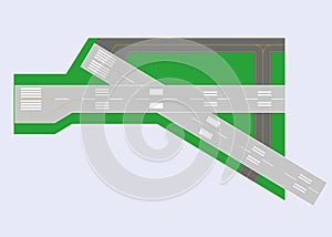 Airport runway. Top view.