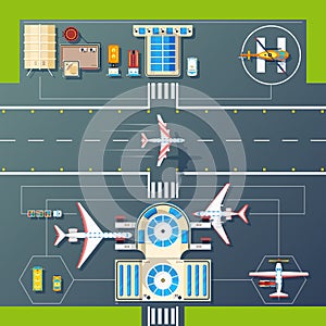 Airport Runways Top View Flat Image