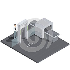 Airport security check isometric