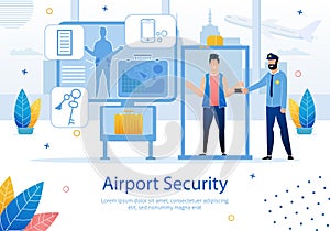 Airport Security Service Flat Vector Ad Banner