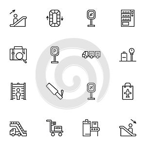Airport service line icons set