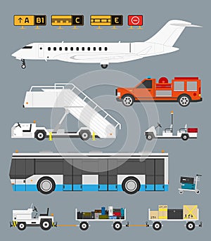 Airport set with baggage cart photo