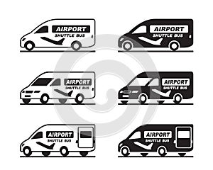 Airport shuttle bus in different view