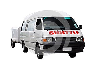 Airport Shuttle Van Isolated on White Background