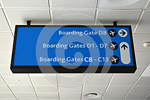 Airport sign for boarding gates