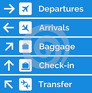 Airport sign departure arrival travel icon. Vector airport board airline sign, gate flight information