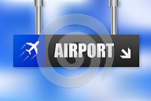 Airport sign. Departures, arrivals. Terminal sign. Vector illustration.