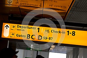 Airport sign at Schiphol (Amsterdam, Holland)