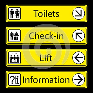 Airport Signs,isolated on black background