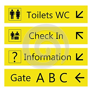 Airport Signs,isolated on white background.