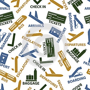 Airport signs seamless color pattern