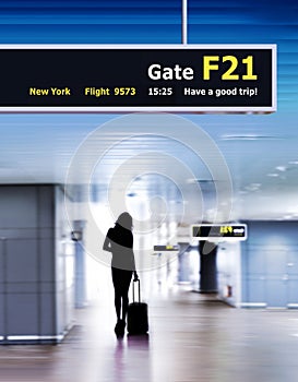 Airport and silhouette of passenger