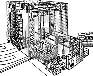 Airport or spaceport with its huge amount of technology and modern technology