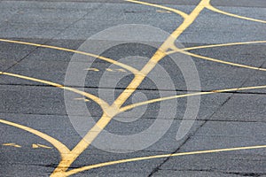 Airport taxiway yellow lines