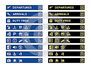 Airport terminal banners and symbols