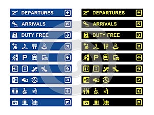 Airport terminal banners and symbols photo