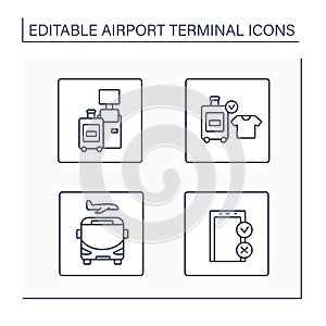 Airport terminal line icons set