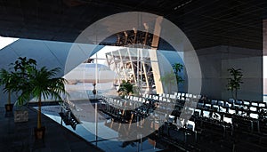 Airport terminal. Wonderfull sunset. Business and travel concept. 3d rendering.