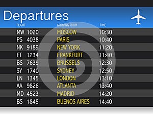 Airport time Departure table illustration design