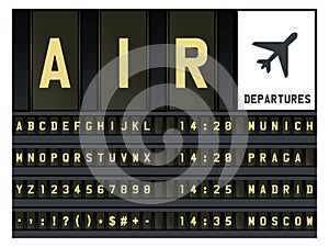 Airport timetable letters