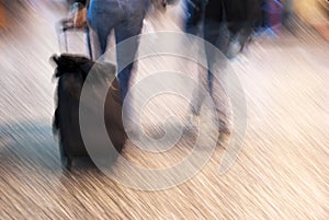 Airport tourists in movement