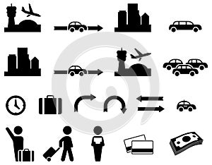 Airport transfer icon set