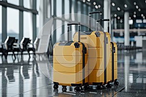 Airport travel planning flight booking for business or holiday trip with luggage suitcases banner