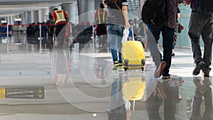 Airport with traveller and luggage