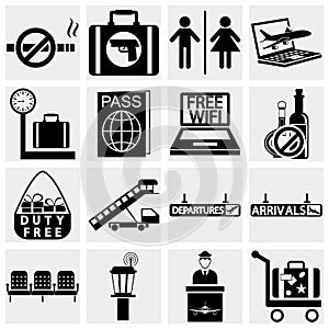 Airport vector icons set. Elegant series icons and