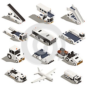 Airport Vehicles Isometric Set