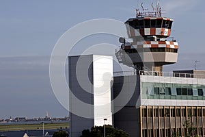 Airport of venice with skyline