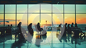Airport Waiting Area at Sunset A Depiction of 21st Century Travel
