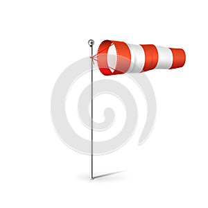 Airport Wind sock 3D realistic vector illustration. Red and white Wind flag showing wind direction and speed. Isolated