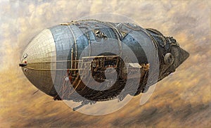 Airship dirigible, airway travel transport, generative ai digital illustration