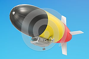 Airship or dirigible balloon with Belgian flag, 3D rendering