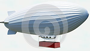 airship or dirigible balloon is carrying containers