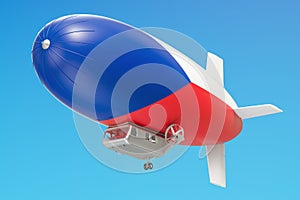 Airship or dirigible balloon with Czech Republic flag, 3D render