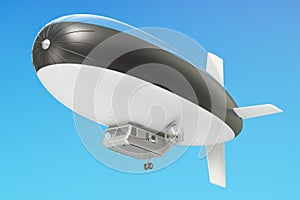 Airship or dirigible balloon with Estonian flag, 3D rendering