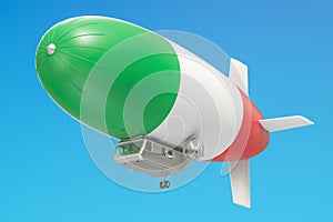 Airship or dirigible balloon with Italian flag, 3D rendering