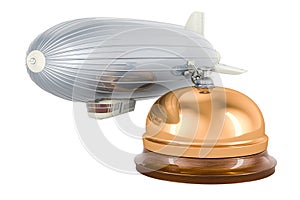 Airship or dirigible balloon with reception bell, 3D rendering