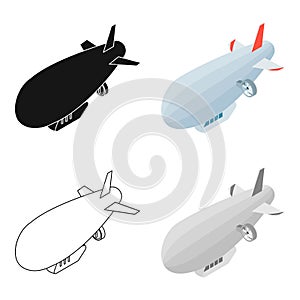 Airship icon in cartoon style isolated on white background. Transportation symbol stock vector illustration.