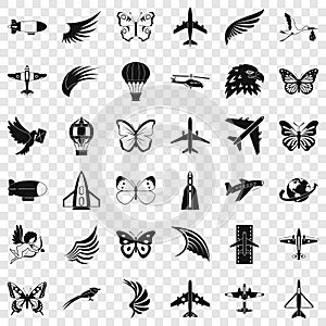 Airship icons set, simle style