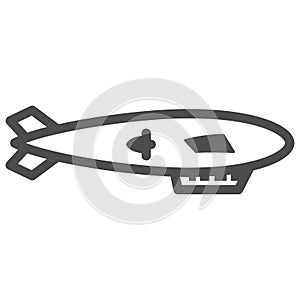 Airship line icon, Balloon festival concept, Air transport sign on white background, Dirigible icon in outline style for